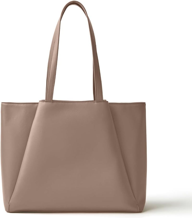Apryl Work Tote Bags for Women 15.6 Inch - Laptop Tote Bag with Zip Compartments - Large PU Leather Office Purse Computer Briefcase - Image 1